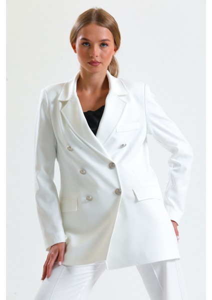 Içi Astarlı Hürrem Kumaş Oversize Blazer Ceket | CKT34236 Ekru