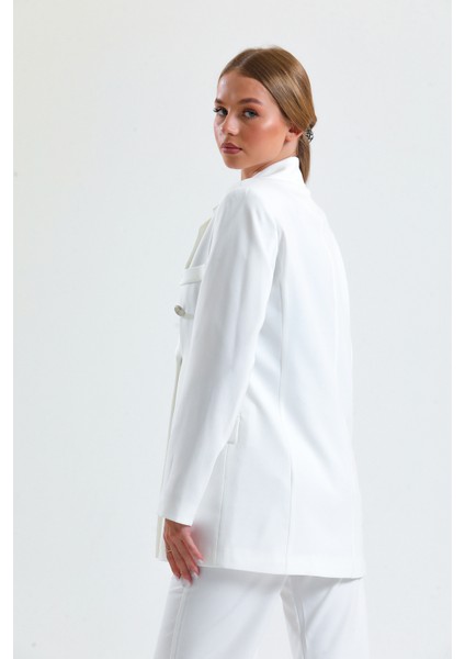 Içi Astarlı Hürrem Kumaş Oversize Blazer Ceket | CKT34236 Ekru