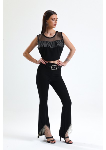 Taş Detaylı Abiye Bluz | BLZ34565 Siyah