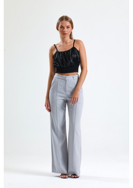 Süs Dikişli Hürrem Kumaş Bol Paça Pantolon | PNT34239 Gri modelleri