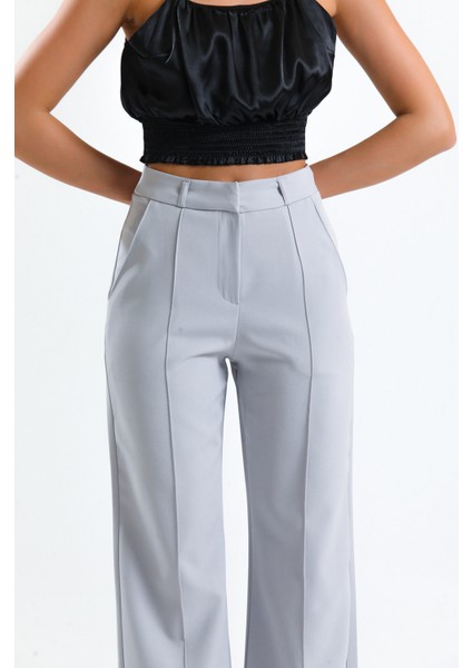 Süs Dikişli Hürrem Kumaş Bol Paça Pantolon | PNT34239 Gri fırsatları