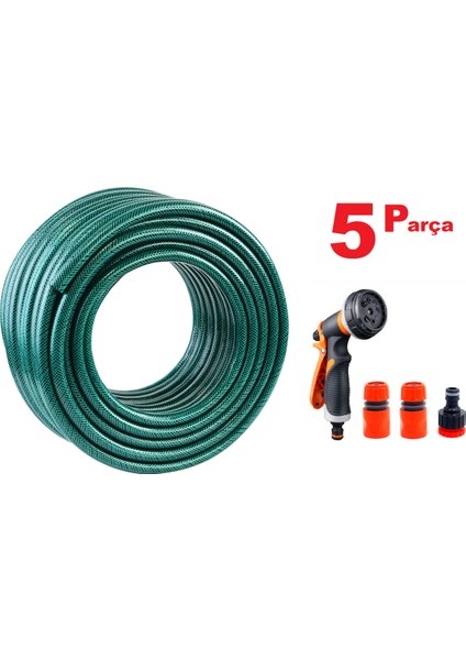 Garden NS10 Örgülü Bahçe Su Hortumu 10 mt 5 Parça Set