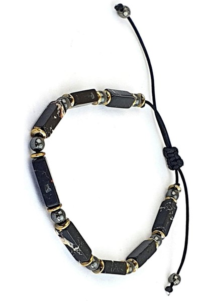 Akik Hematit Taşlı Tasarım Doğal Taş Bileklik