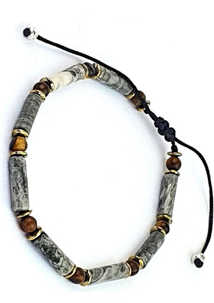 Akik Kaplan Gözü Taşlı Tasarım Doğal Taş Bileklik