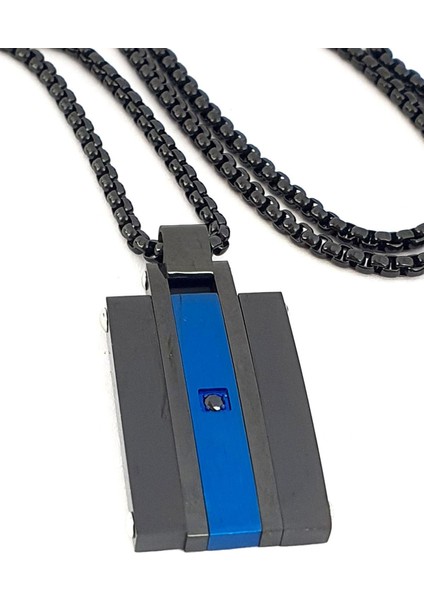 Mavi Siyah Rodajli 316L Çelik Erkek Kolye fiyatları