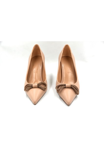 Taş Papyon Detaylı Topuklu Kadın Stiletto Ayakkabı Nut fırsatları