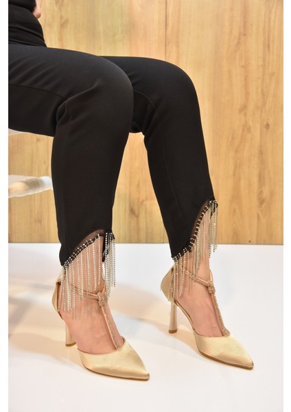 (Park Moda) Taş Biyeli Burnu Kapalı Taş Biyeli Topuklu Kadın Ayakkabı Nut fiyatları