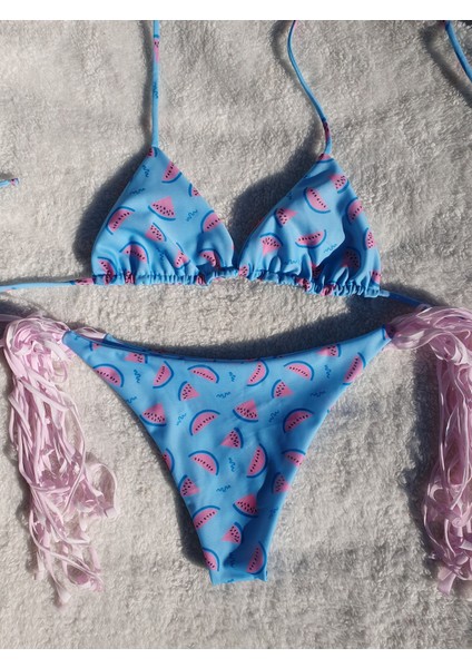 Karpuz Desenli Brazilian Üçgen Bikini