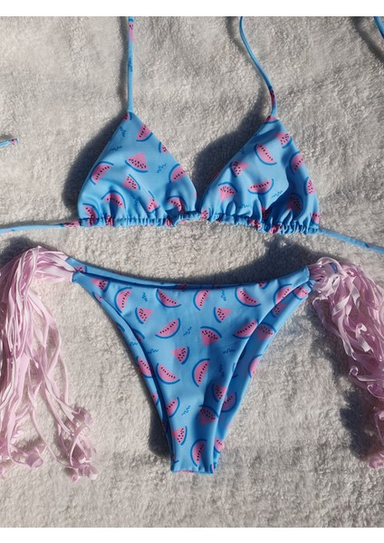 Karpuz Desenli Brazilian Üçgen Bikini