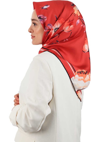 Mercan Floral Twill Ipek Eşarp