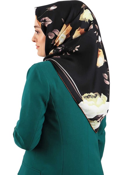 Siyah Floral Twill Ipek Eşarp fiyatları