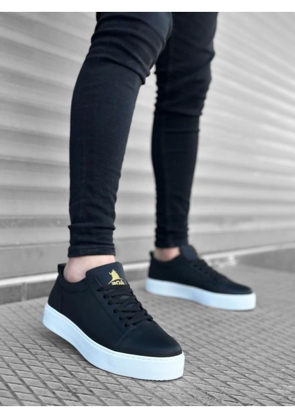 BA0104 Bağcıklı Siyah Cilt Spor Klasik Erkek Ayakkabı