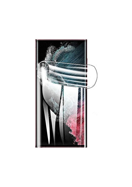 Samsung Galaxy S22 Ultra ile Uyumlu Şeffaf Esnek Kavisli Ekranı Tam Kaplayan Pet Ekran Koruyucu