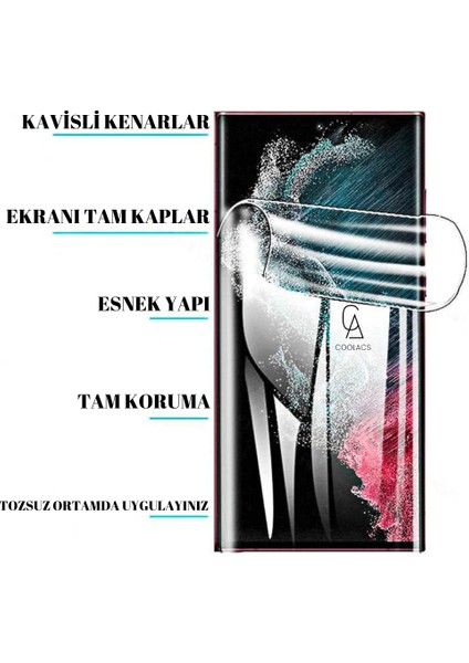 Samsung Galaxy S22 Ultra ile Uyumlu Şeffaf Esnek Kavisli Ekranı Tam Kaplayan Pet Ekran Koruyucu