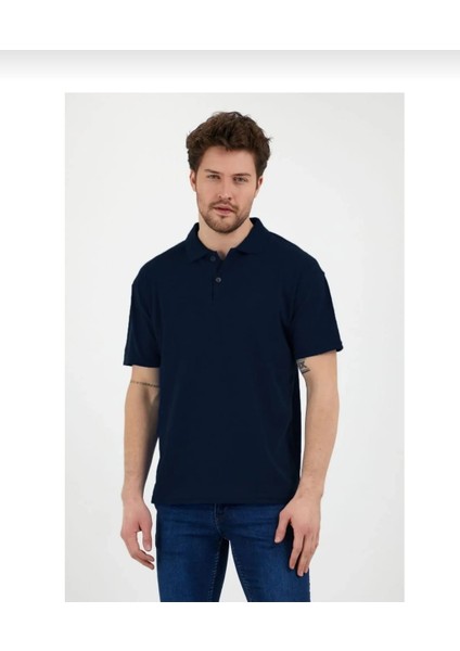 Lacivert %100 Pamuk Slim Fit Polo Yaka T-Shirt