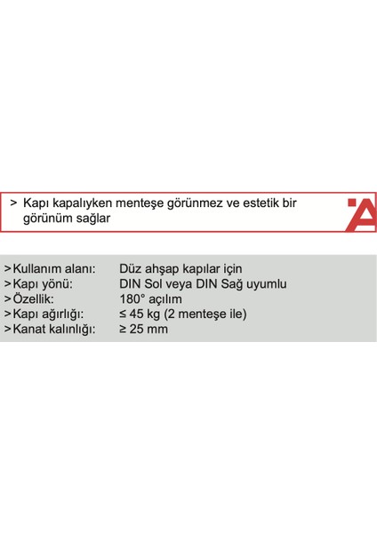 Cmh 45 Gizli Kapı Menteşesi - Inox Renkli