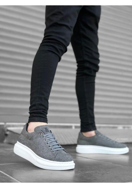 BA0547 Boa Kalın Yüksek Taban Gri Süet Bağcıklı Spor Erkek Ayakkabı fırsatları