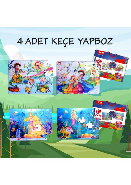 LISINYA247 4 Set - 96 Parça  Müzik ve Deniz Kızı 5+ Keçe Yapboz - 5 Yaş Puzzle