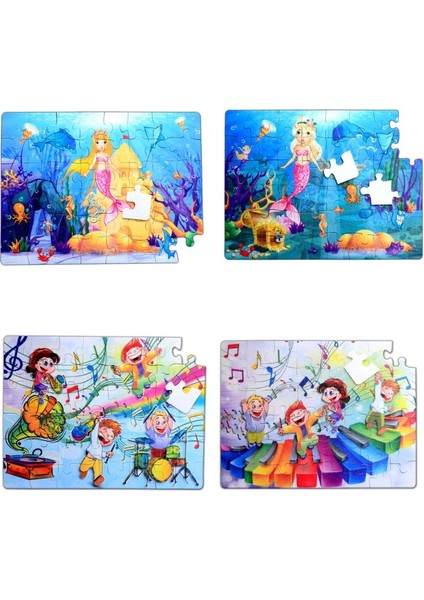 LISINYA247 4 Set - 96 Parça  Müzik ve Deniz Kızı 5+ Keçe Yapboz - 5 Yaş Puzzle