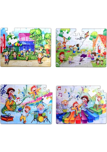 LISINYA247 4 Set - 96 Parça  Oyun Parkı ve Müzik 5+ Keçe Yapboz - 5 Yaş Puzzle