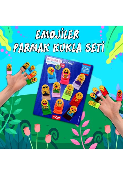 LISINYA247  Emojiler 10 Parça Parmak Kukla , Eğitici Oyuncak