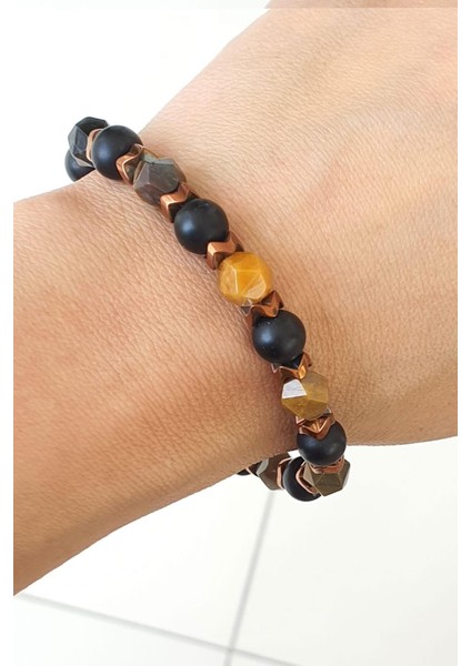 Akik Mat Oniks Hematit Taşlı Doğal Taş Bileklik fiyatları