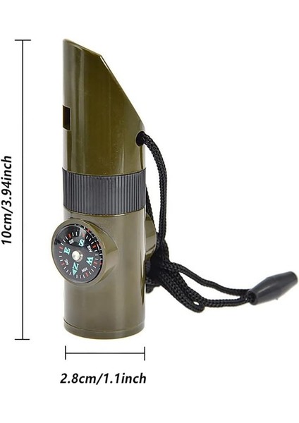 Çok Fonksiyonlu Fenerli Dereceli Pusulalı Büyüteçli Düdük Askeri Düdük Pusula Termometre LED Işık indirimleri