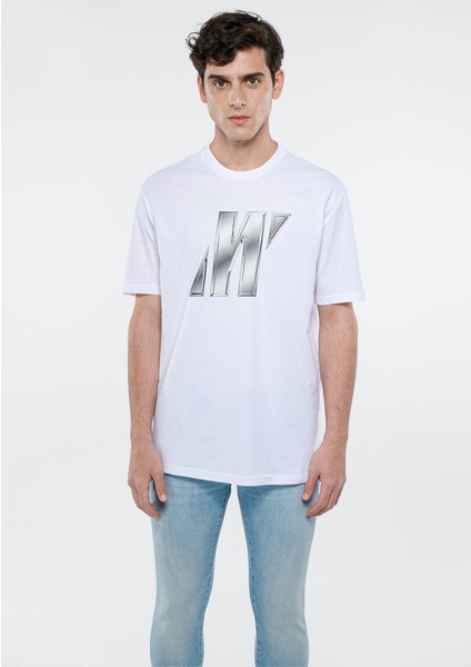 Erkek Mavi Pro Logo Baskılı Beyaz Tişört 0610611-620 modelleri