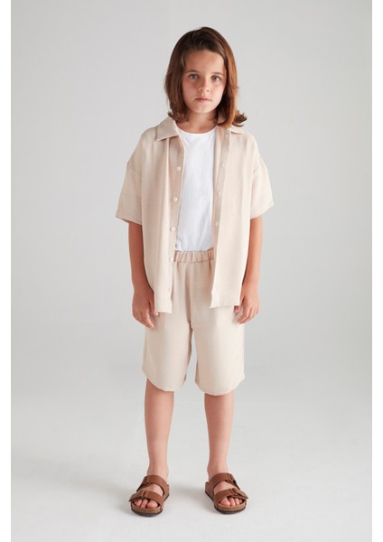 Erkek Çocuk Oversize Ikili Takım (Aerobin Kumaş) - Taş