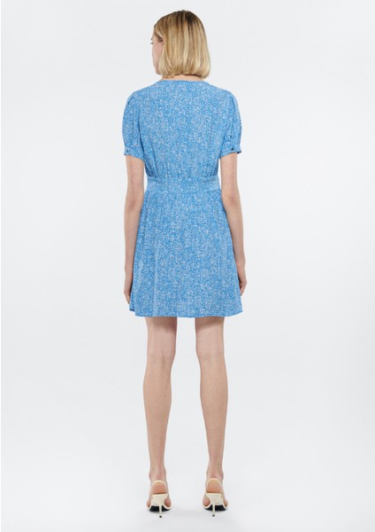 Kadın Baskılı Mavi Elbise 1310322-84681 modelleri