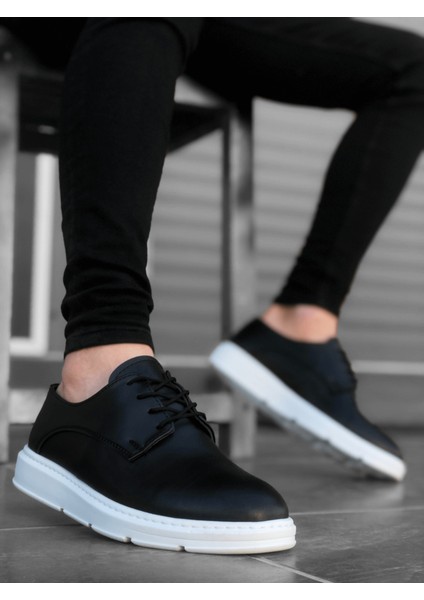 BA0003 Bağcıklı Klasik Siyah Beyaz Yüksek Taban Casual Erkek Ayakkabı modelleri