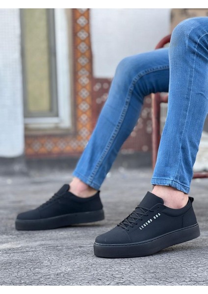 BA0104 Bağcıklı Nubuk Siyah Spor Klasik Erkek Ayakkabı