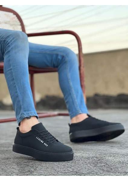 BA0104 Bağcıklı Nubuk Siyah Spor Klasik Erkek Ayakkabı