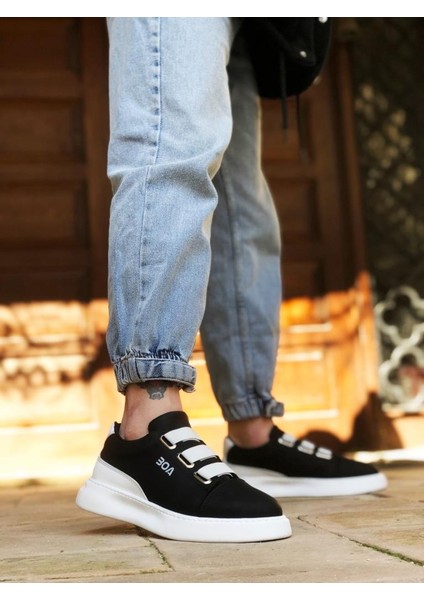 BA0329 3 Bant Siyah Beyaz Detaylı Kalın Taban Casual Erkek Ayakkabı indirimleri