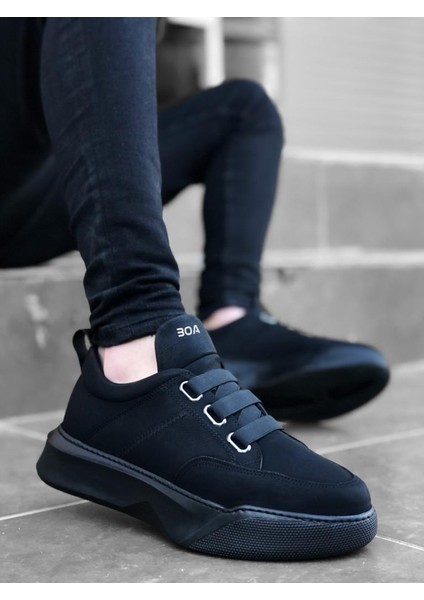 BA0160 Bantlı Erkek Yüksek Taban Siyah Spor Ayakkabı fiyatları