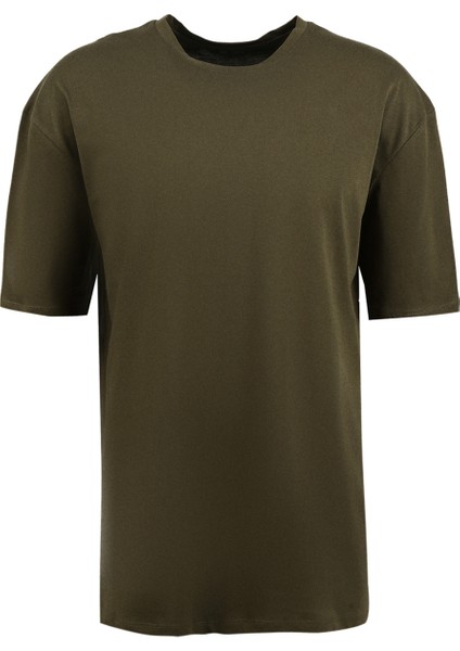 Bisiklet Yaka Baskılı Haki Erkek T-Shirt TC9010BASIC