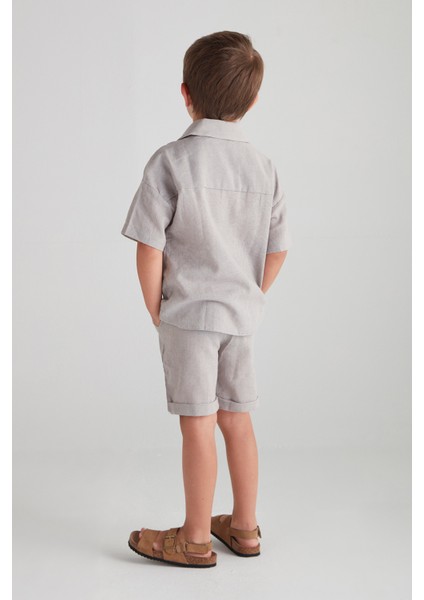 Erkek Çocuk Pamuk Keten Ikili Takım - Gri modelleri