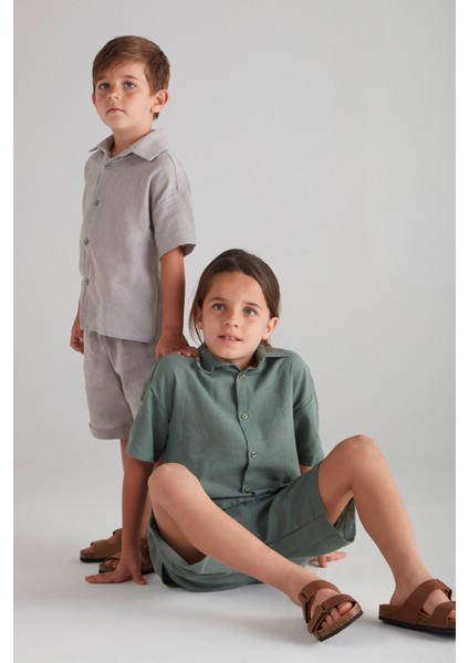 Erkek Çocuk Pamuk Keten Ikili Takım - Gri fırsatları