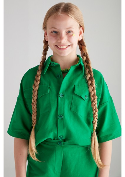 Kız Çocuk Keten Ikili Takım - Yeşil (Benetton) fiyatları