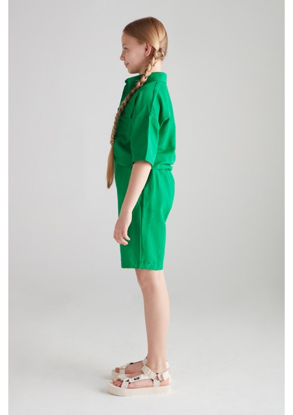 Kız Çocuk Keten Ikili Takım - Yeşil (Benetton) modelleri