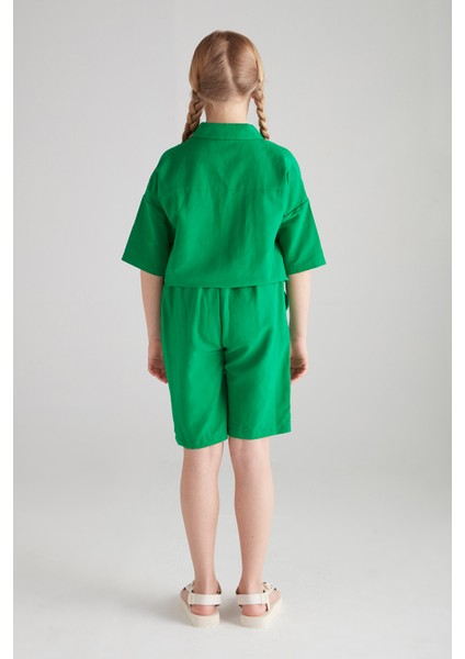 Kız Çocuk Keten Ikili Takım - Yeşil (Benetton) fırsatları
