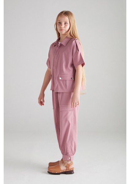 Kız Çocuk Kargo Takım (Poliviskon) - Pudra Pembe modelleri