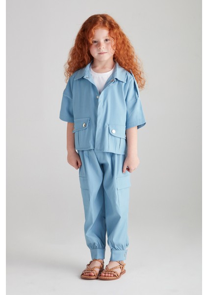 Kız Çocuk Kargo Takım (Poliviskon) - Mavi