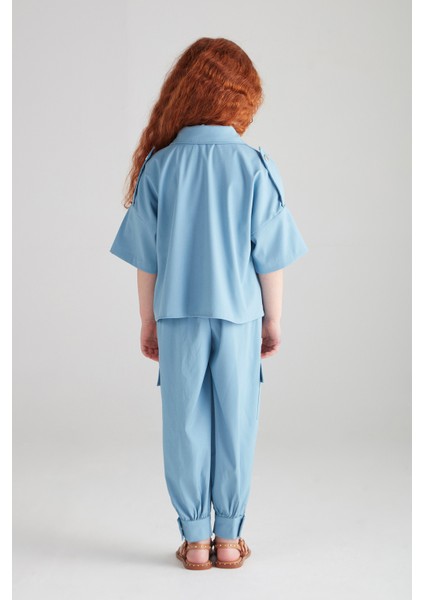 Kız Çocuk Kargo Takım (Poliviskon) - Mavi modelleri