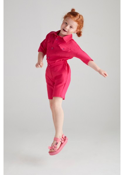 Kız Çocuk Keten Ikili Takım - Fuşya fiyatları