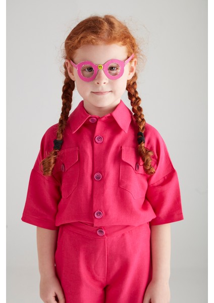 Kız Çocuk Keten Ikili Takım - Fuşya modelleri