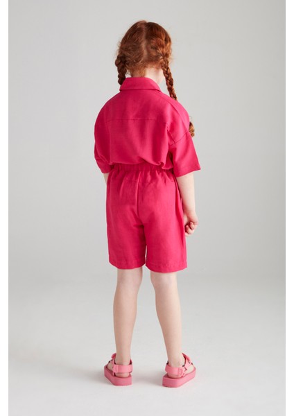 Kız Çocuk Keten Ikili Takım - Fuşya indirimleri