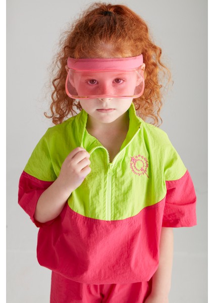 Kız Çocuk Paraşüt Ikili Şortlu Spor Takım - Fuşya&neon