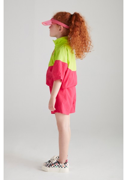 Kız Çocuk Paraşüt Ikili Şortlu Spor Takım - Fuşya&neon modelleri