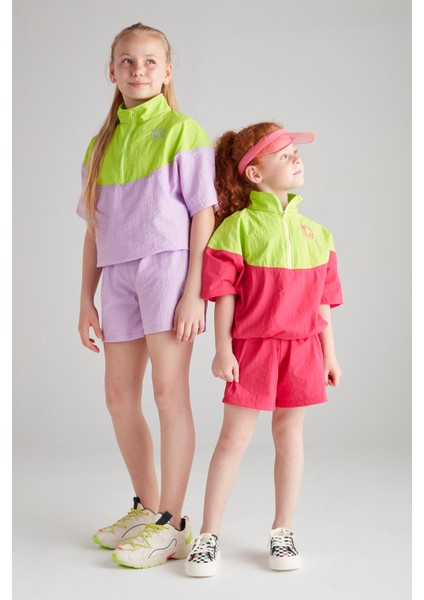 Kız Çocuk Paraşüt Ikili Şortlu Spor Takım - Fuşya&neon indirimleri